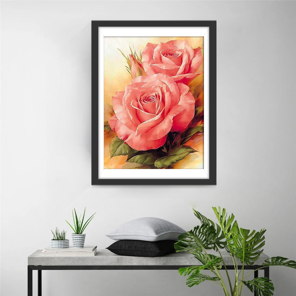 Peinture diamant roses roses