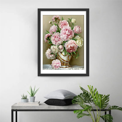 Pink and white peonies diamond painting