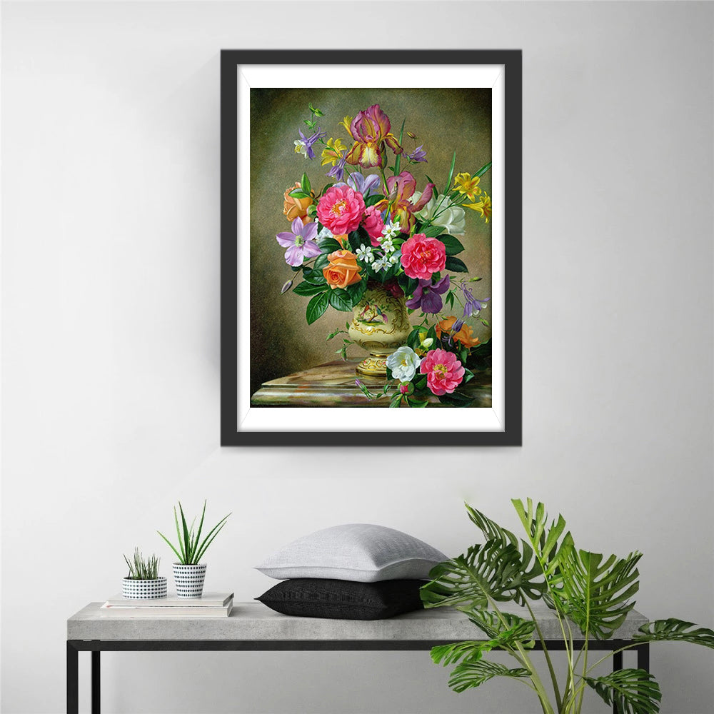 Colorful flowers in a vase diamond painting