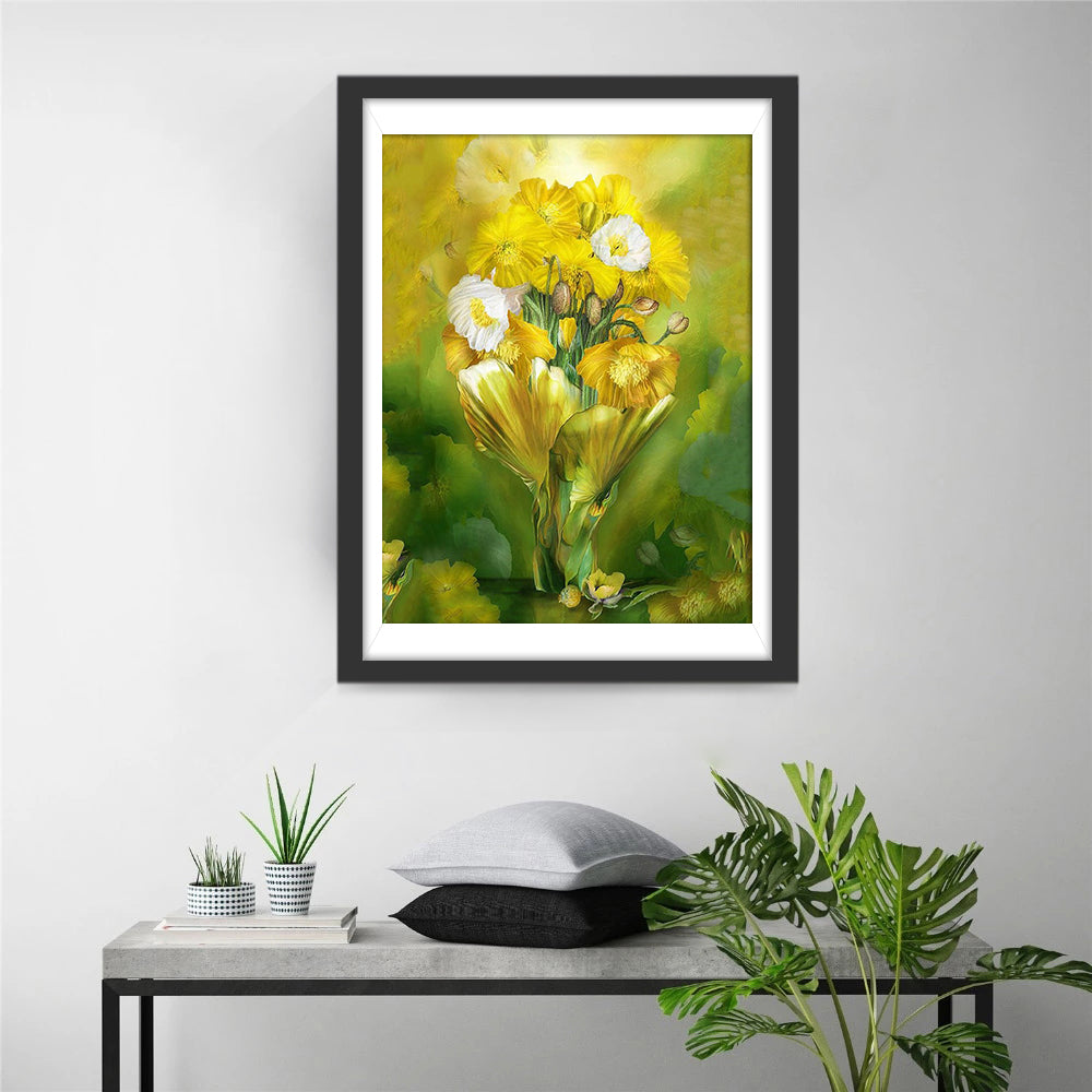 Gelbe und wei?e Mohnblumen Diamond Painting