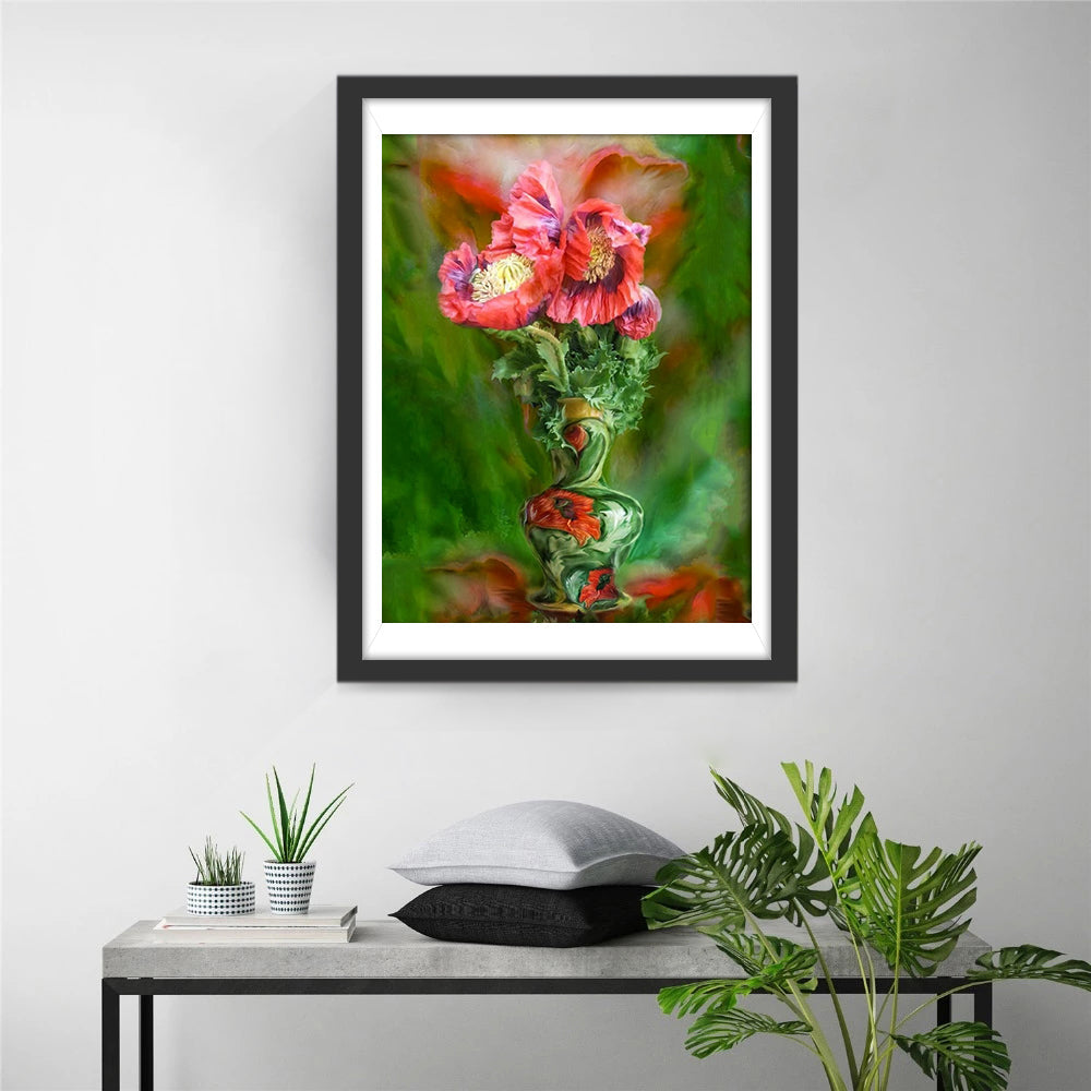 Pink flowers in the vase diamond painting