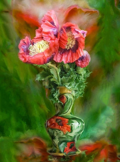 Pink flowers in the vase diamond painting