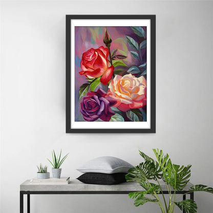 Roses en peinture diamant trois couleurs