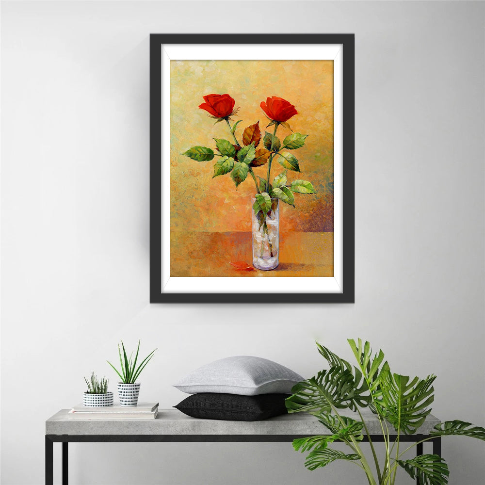 Rote Rosen im Glas Diamond Painting