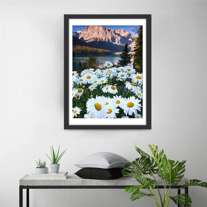 White daisies on the foot? of the Mountain Diamond Painting