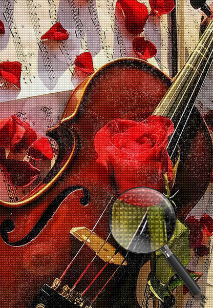 Rose auf der Geige Diamond Painting