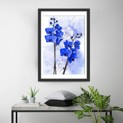 Peinture de diamant de fleurs bleues malaisiennes