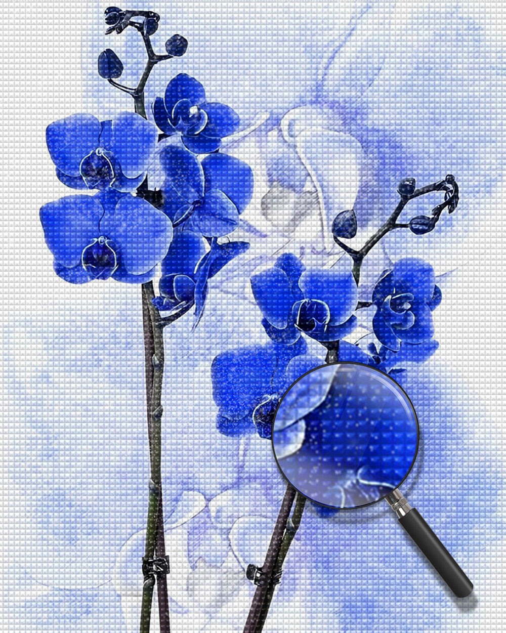 Blue Malay Flowers Diamond Painting