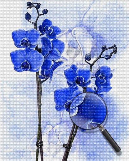 Peinture de diamant de fleurs bleues malaisiennes