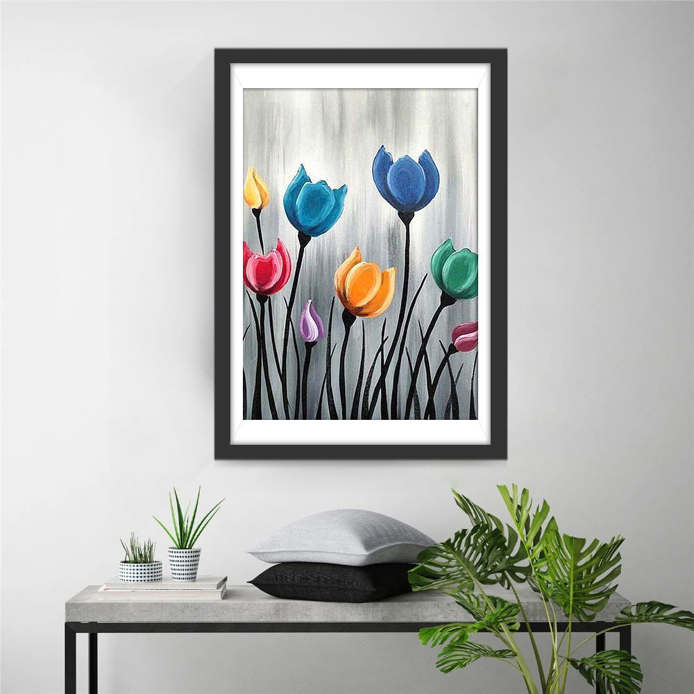 Colorful Abstract Tulips Diamond Painting