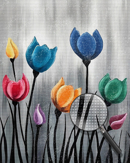 Colorful Abstract Tulips Diamond Painting