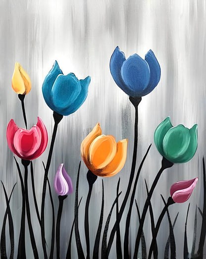 Colorful Abstract Tulips Diamond Painting