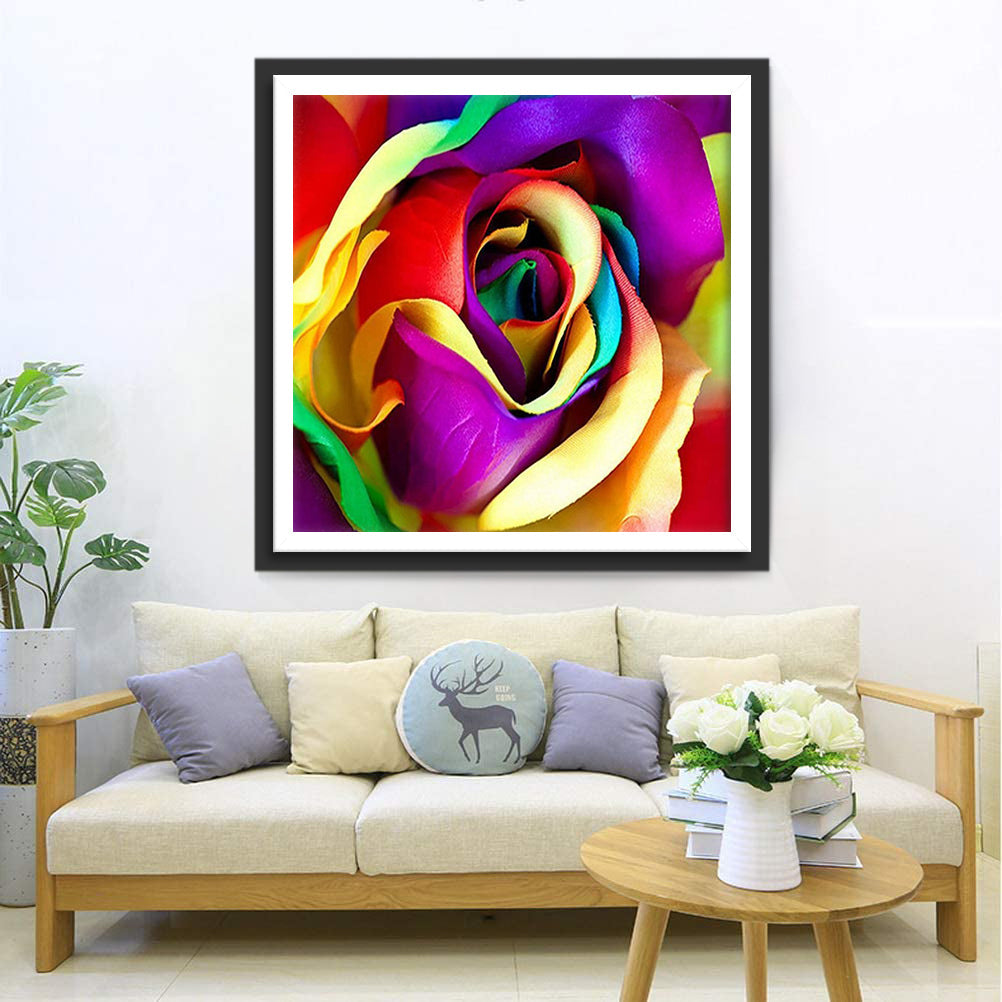 Regenbogen-Rose Diamond Painting