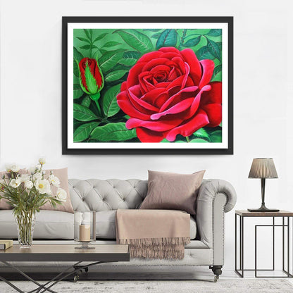 Rote Rosen und gr¨¹ne Bl?tter Diamond Painting