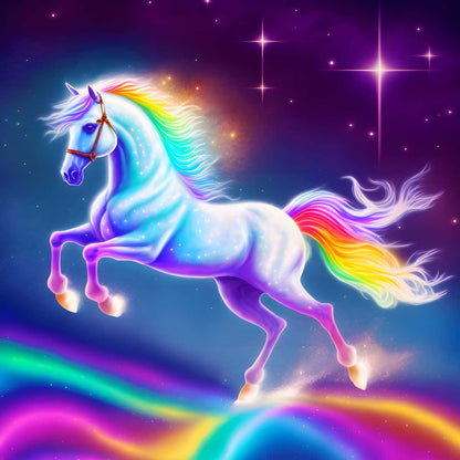 AB Diamond Painting - Einhorn auf Regenbogen