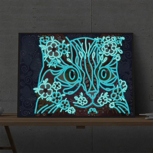 Flower Owl Luminous Special Shape Diamond Painting