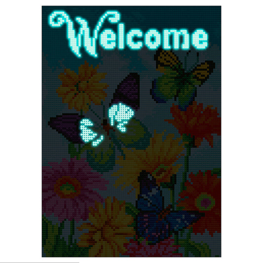 Butterfly and Flowers Luminous Crystal Rhinestone Diamond Painting