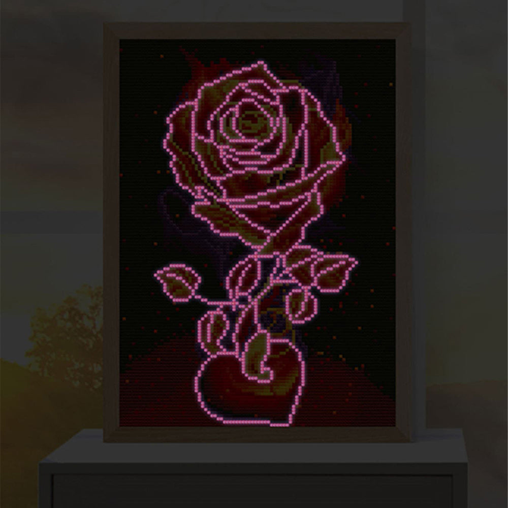 Rose and Heart Luminous Crystal Rhinestone Diamond Painting