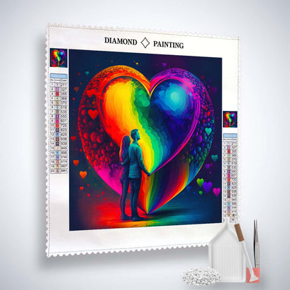 AB Diamond Painting - Buntes Herz der Liebe, Paar