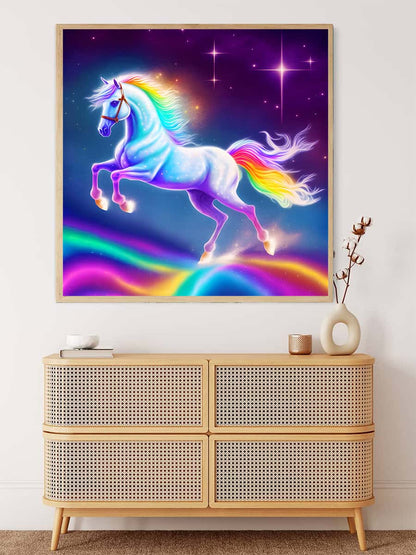 AB Diamond Painting - Einhorn auf Regenbogen