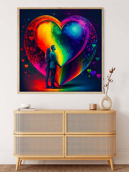 AB Diamond Painting - Buntes Herz der Liebe, Paar