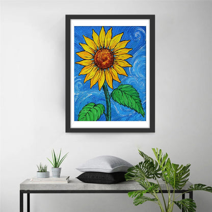 Sonnenblume und blauer Hintergrund Diamond Painting