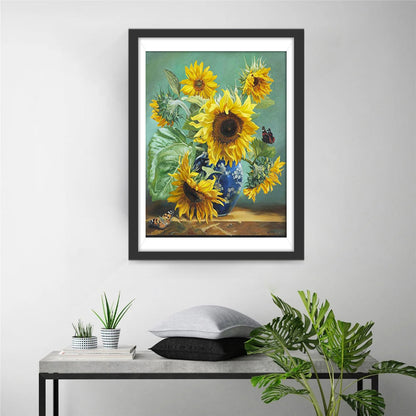 Sunflowers in the blue vase Diamond Painting