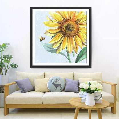 Sonnenblume und Biene Diamond Painting