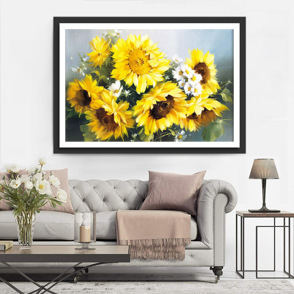 Peinture diamant tournesols et marguerites