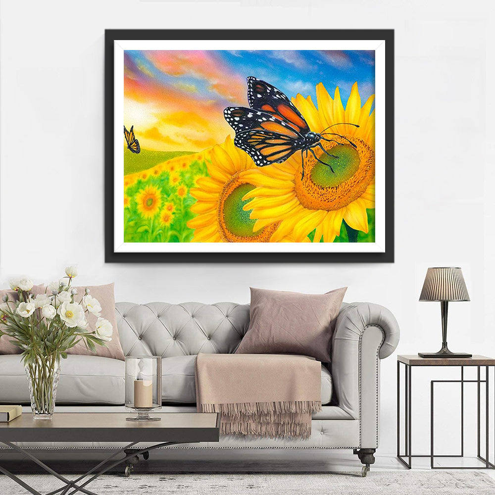 Sunflowers and Butterflies Diamond Painting