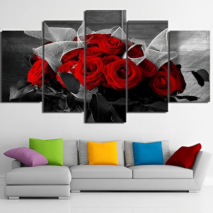 Rote Rosen Diamond Painting 5 teilig