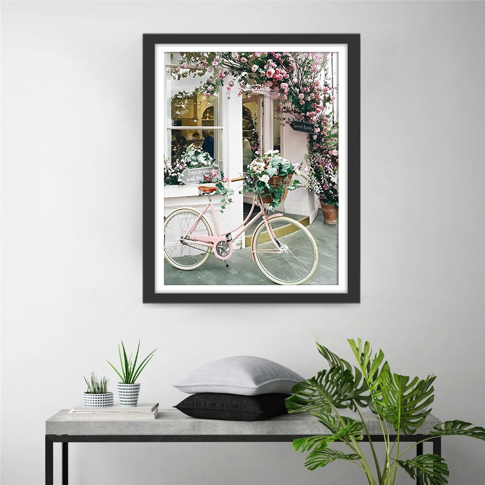 Fahrrad vor dem Blumenladen Diamond Painting