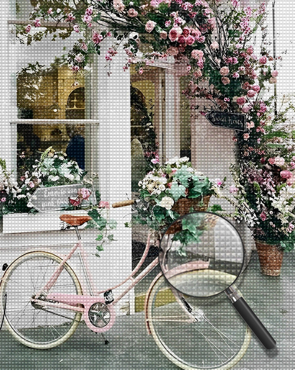 Fahrrad vor dem Blumenladen Diamond Painting