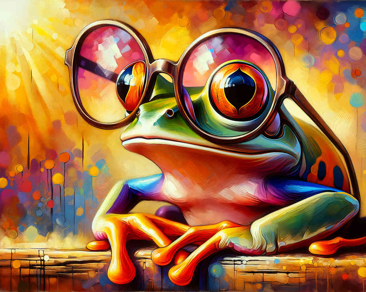 Frosch tr?gt gro?e Brille