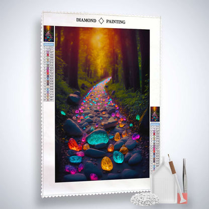 AB Diamond Painting - Chemin avec des pierres lumineuses