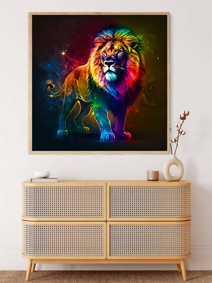 Peinture diamant AB – Lion néon dans l'espace