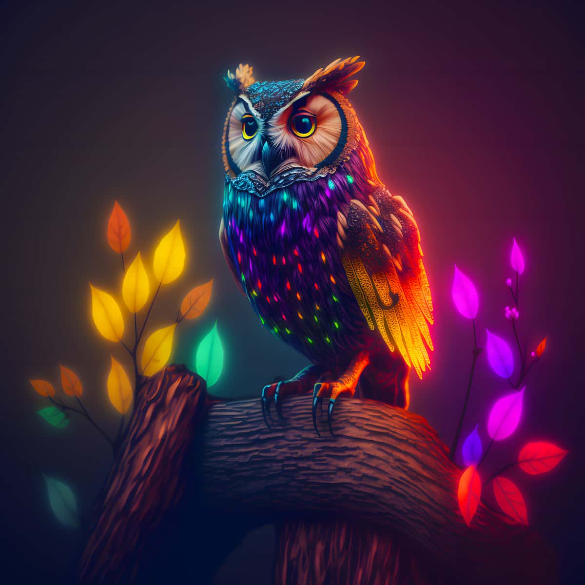 AB Diamond Painting - Owl in the sea of ​​lights