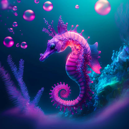 AB Diamond Painting - Purple Seahorse