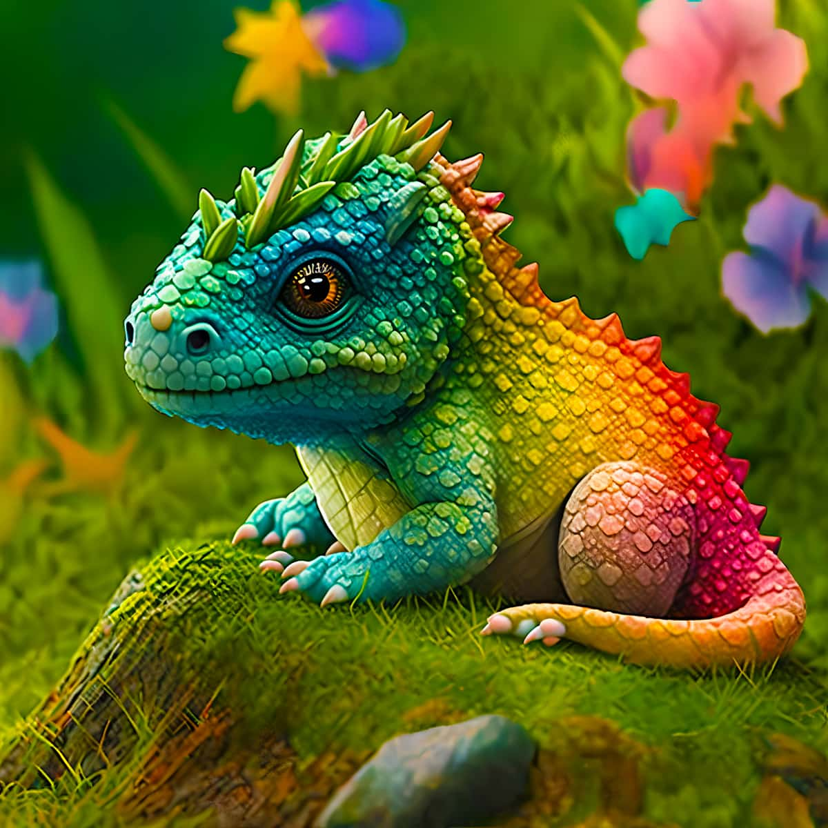 AB Diamond Painting - Baby Dragon on Meadow