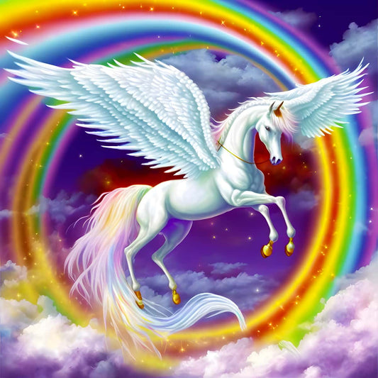 AB Diamond Painting - Flying Unicorn in the Rainbow