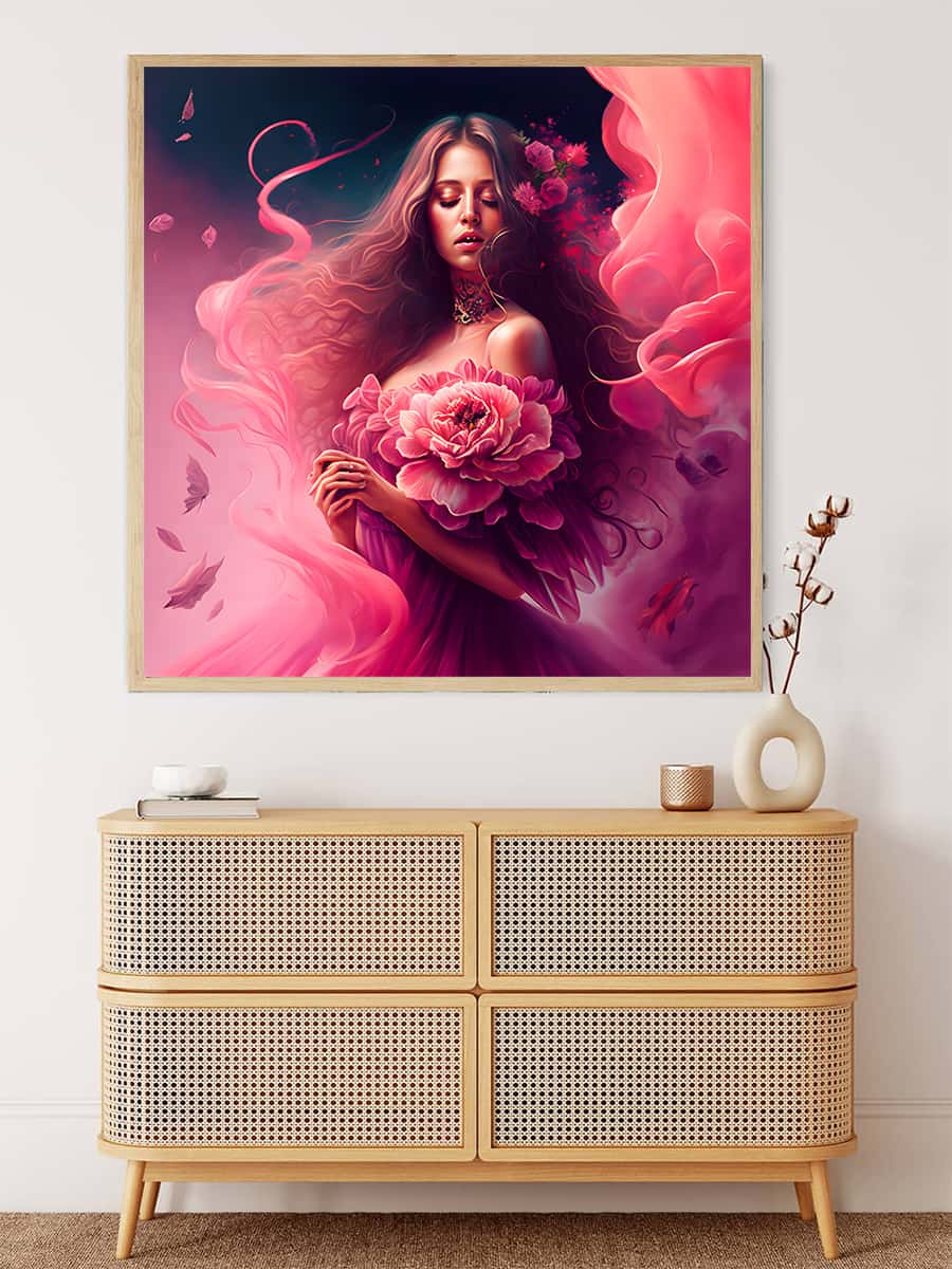 AB Diamond Painting - Pink Rose Woman