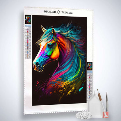 AB Diamond Painting - Horse side colorful