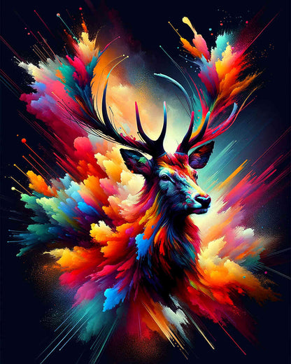 Proud deer with color accents