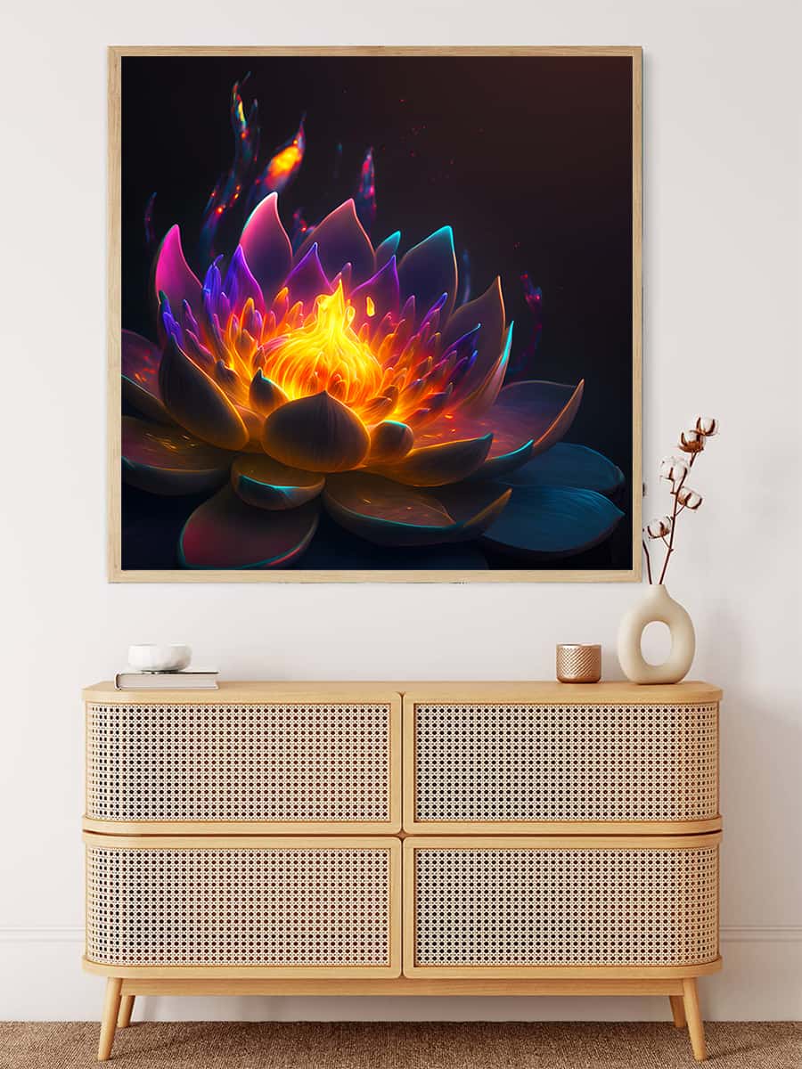 AB Diamond Painting - Fire Flower at Night