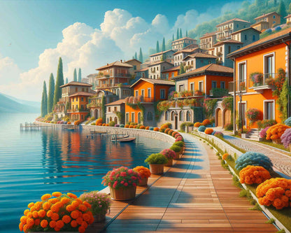 Mediterranean village on the lake