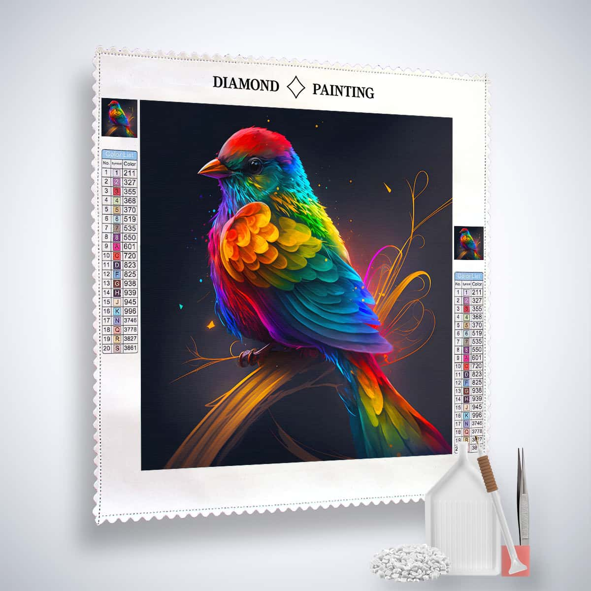 AB Diamond Painting - Bunter Vogel auf Ast