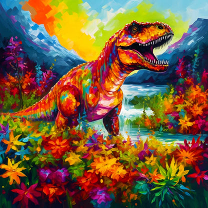 AB Diamond Painting - T-Rex colorful