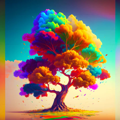 AB Diamond Painting - Baum der Zauberfarben