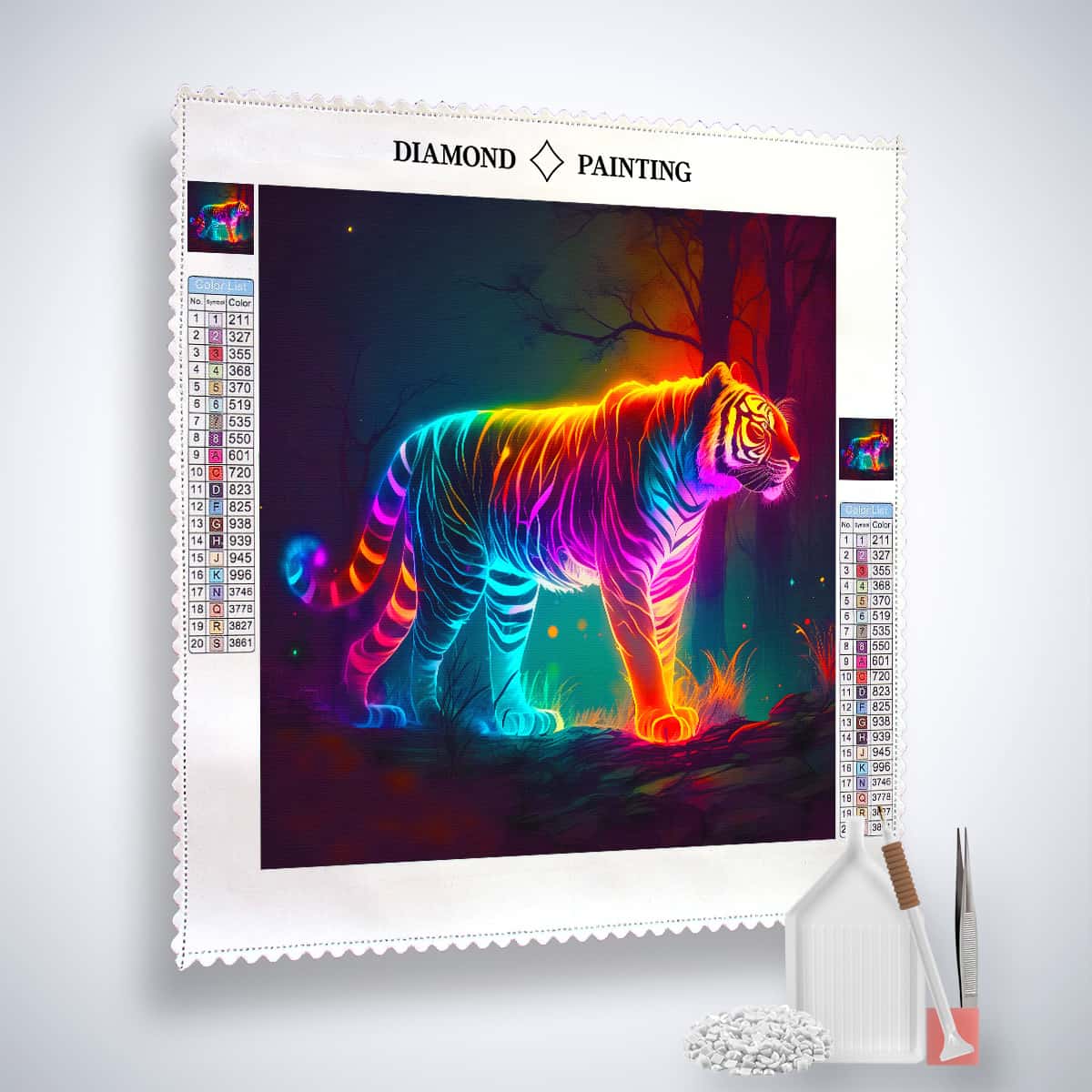 AB Diamond Painting - Leuchtend bunter Tiger