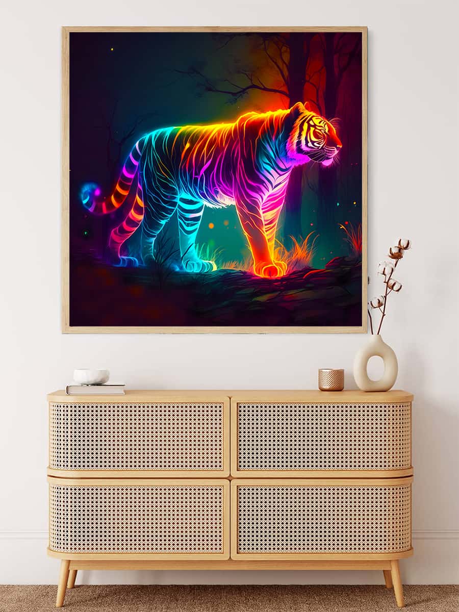AB Diamond Painting - Leuchtend bunter Tiger